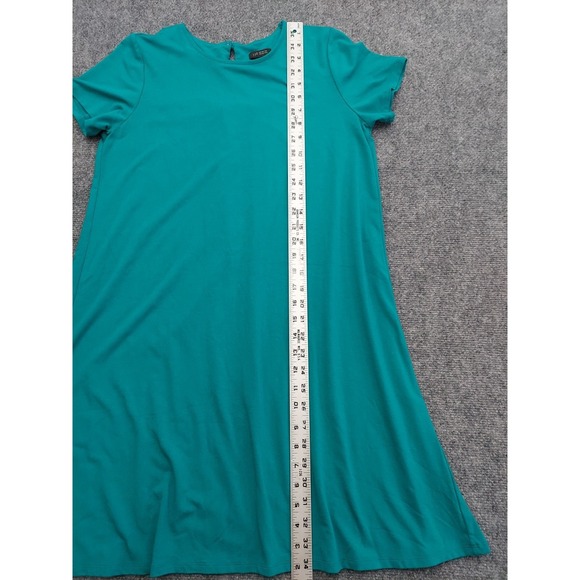 J Jill Wearever Dress Small Petite Turqoise Blue Short Sleeve Crew Neck Knee - Picture 6 of 11